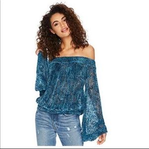 Free People Off Shoulder Velvet Ginger Berry